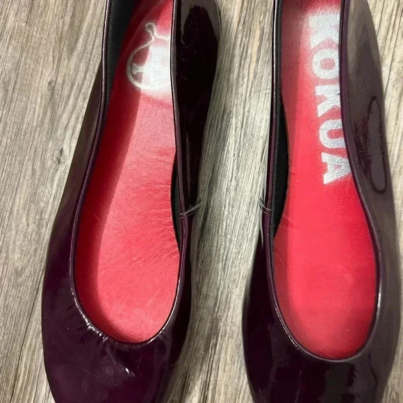 - KOKUA BARCELONA  BALLARINA FLATS PATTON LEATHER PURPLE EGGPLANT SIZE 8 39 - Picture 5 of 9